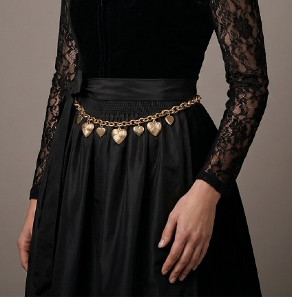 1 Trachten-Kettengürtel Knotenherz von Alpenflüstern, goldfarben
