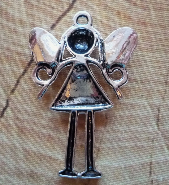 10 Engel/Elfen-Anhänger, antik-silberfarben, 5,6 cm