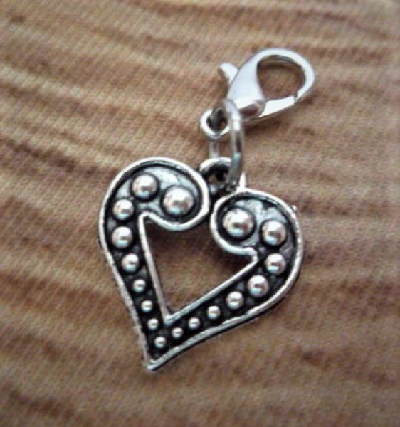 1 Anhänger Herz, antik-silberfarben