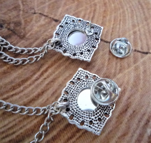 1 Steck - Charivari, zweireihig, antik-silberfarben, 18,5 cm