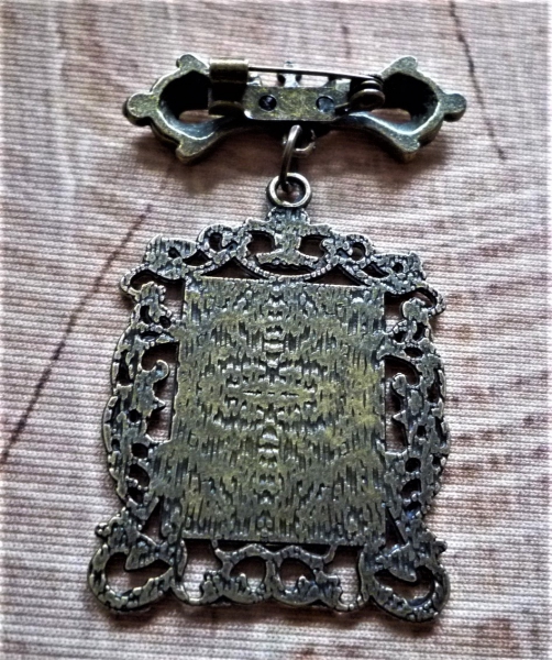 1 große Brosche mit Schleife, Trachtenmotiv "Hirsch", antik-bronzefarben