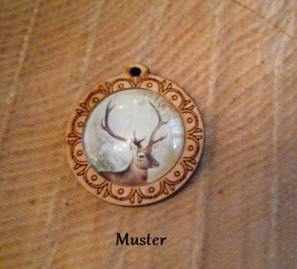 3 Anhänger-Fassungen aus Holz für 25 mm Cabochons
