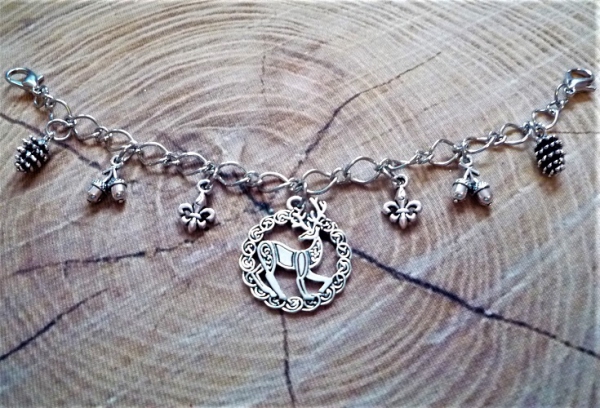 1 Charivari, antik-silberfarben, ca. 19,5 cm