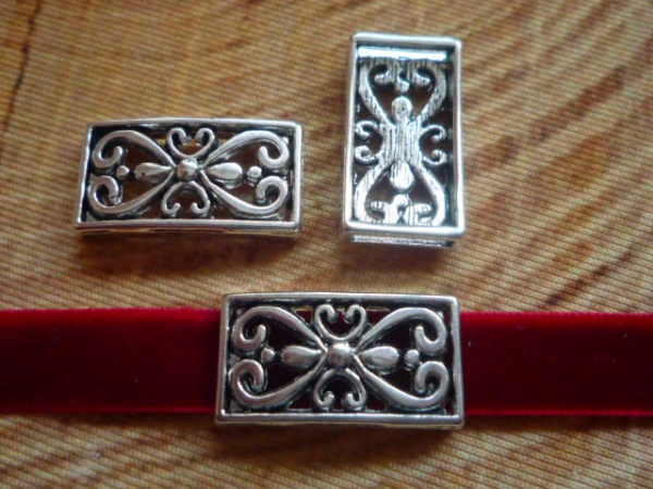 1 Schiebeperle, antik-silberfarben, ca. 24 x 13 mm