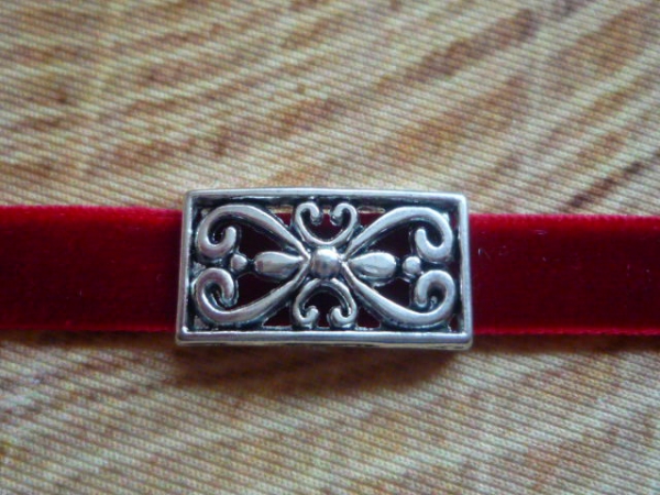 1 Schiebeperle, antik-silberfarben, ca. 24 x 13 mm