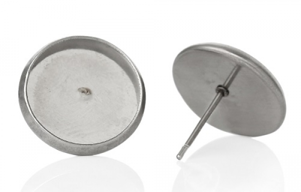 5 Paar Ohrsteckerfassungen für 12 mm Cabochons, antik-silberfarben