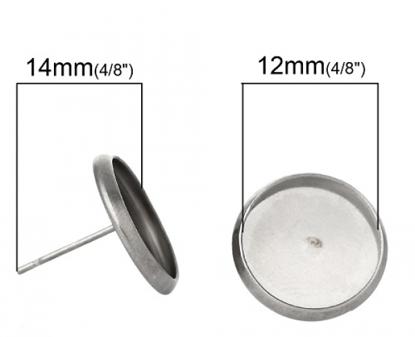 5 Paar Ohrsteckerfassungen für 12 mm Cabochons, antik-silberfarben