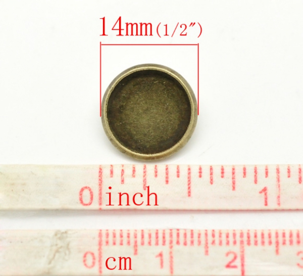 5 Knopffassungen für 12 mm Cabochons, bronzefarben