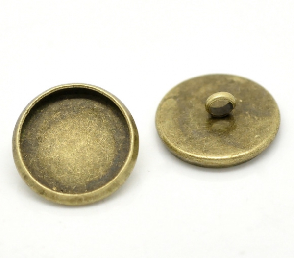 5 Knopffassungen für 12 mm Cabochons, bronzefarben