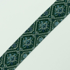 Webband, grün-dunkelblau-hellblau-grau, ca. 3,6 cm
