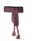 1 Trachtengürtel, Bindegürtel, Stoffgürtel, schwarz-magenta-pink-grün, ca. 3,1 m