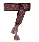 1 Trachtengürtel, Bindegürtel, Stoffgürtel, schwarz-magenta-pink-khaki, ca. 3,1 m