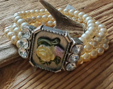 3-reihiges Perlenarmband, creme, von Alpenwahn