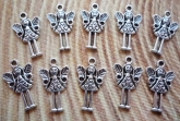 10 Engel/Elfen-Anhänger, antik-silberfarben, 2,5 cm